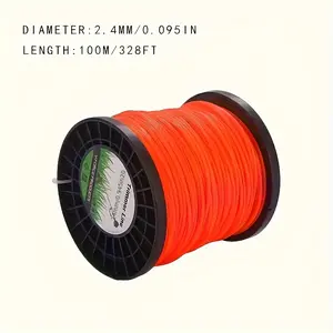 Grass Strimmer Line 2.4mm/0.095in*100m  Lawn Trimmer Line  Round Trimmer Line Spool Replacement  Nylon Material for Trimming Lawn Weeds, Orange