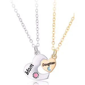 Alloy necklace splicing love necklace engraved mom daughter necklace ladies daily wear Mother's Day gift