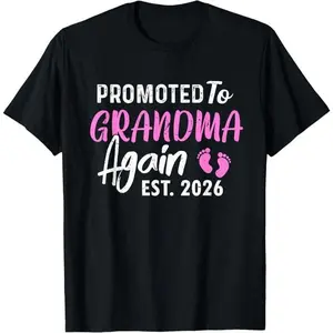 Promoted To Grandma Again 2026 Gifts Pregnancy Announcement T-Shirt