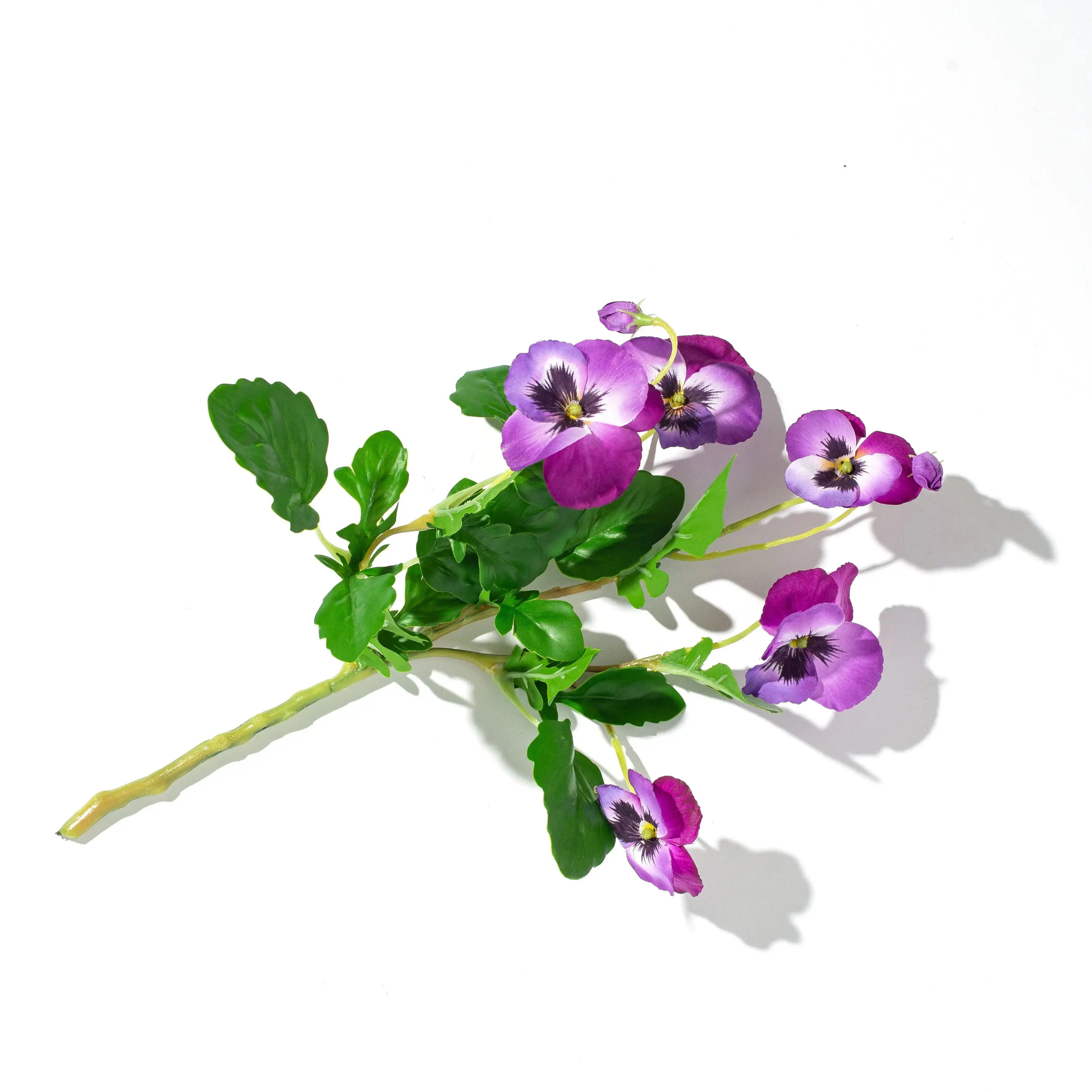 Dark Purple Artificial Pansy Spray - Vibrant Faux Silk Decorative Flowers, Wired-Stem All-Seasons Indoor Home Decor Plants, Curated Colors Option, Indoor Use