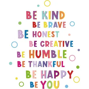 Colorful Inspirational Wall Decal Motivational Phrases Sticker Inspirational Lettering Quote Be Thankful Brave Creative Decals for Classroom Nursery Kids Decoration
