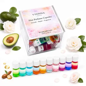 VYONNA Hair Perfume Oil Capsules, 40 Mini Bottles with 10 Scents, 2-in-1 Hair Oil & Fragrance, Lightweight Serum for Dry, Frizzy, Damaged-Looking & Heat-Styled Hair, Travel Size, 1.83 fl oz