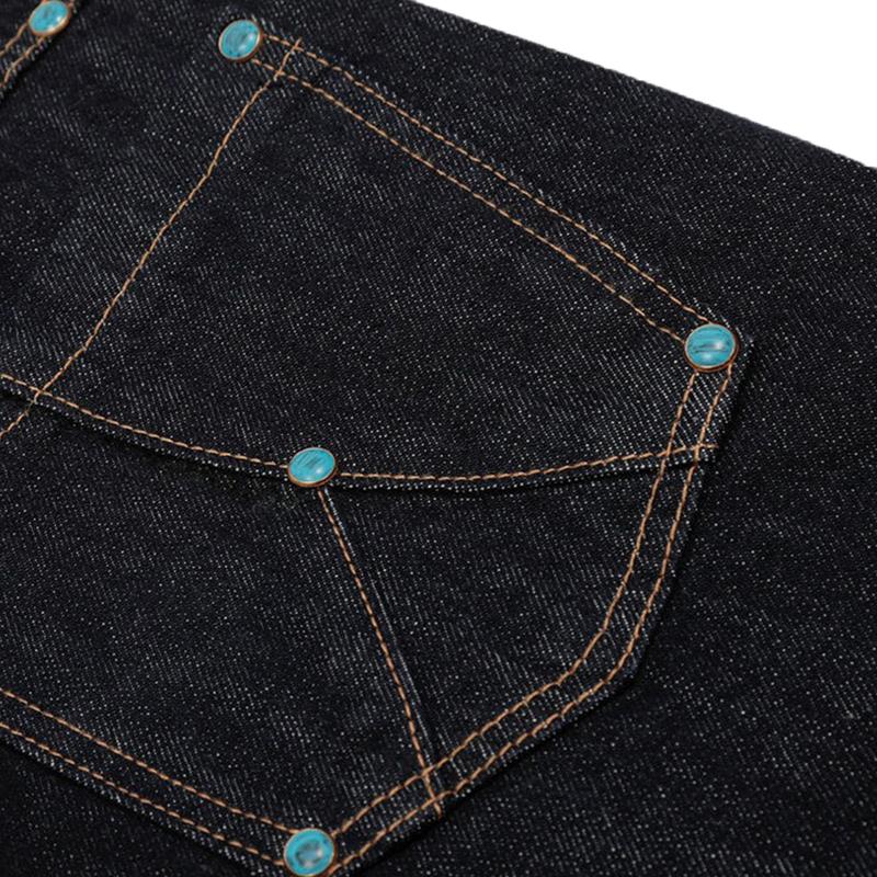 Aelfric Eden Vintage Rivet Raw Baggy Barrel Jeans Mid-low Rise Baggy Jeans Unisex Stretchy Wide Leg Distressed Pants Lady Basic Minimalist Comfortable Denim Tummy Control Curve Hugging Plus Size Regular Size BBL