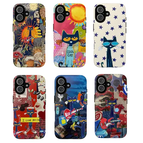 Petee the Cat Durable Cellphone Case - Trendy Artistic Cat Designs, Lightweight Slim Polycarbonate Cover, Shockproof TPU Lining Casing, Matte or Glossy Option, Handheld Devices Protection, Cute Gift Accessory
