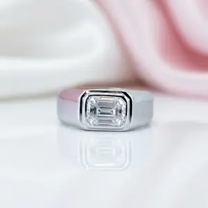 2ct Emerald Cut Diamond Option Unisex Ring