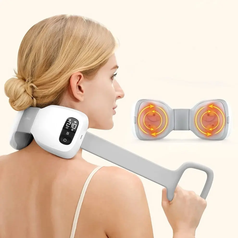 SimusBand - Cordless Shiatsu Neck Back Massager With Heat Comfort