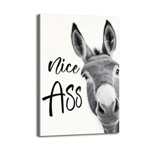 Donkey Funny Bathroom Canvas Aesthetic For The Bedroom Wall Sitting Room Dormitory Wall Office Wall Poster Decorative Painting Canvas Wall