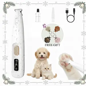 Pet Trimmer for Dogs and Cats Waterproof Shaver with LED Light 18mm Widen Blade Multifunctional Clippers for Paws Eyes Ears Face Rump USB Rechargeable Grooming Accessories