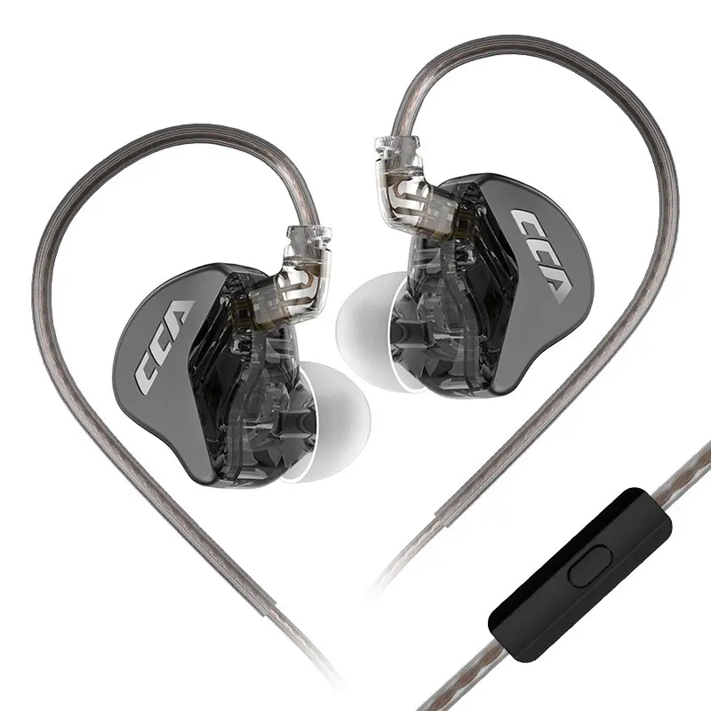 Cca Cra In-Ear Monitor High Quality Headphones with Microphone, Full Bass, Strong Bass Dynamic Wired Earbuds, Detachable 2pin Ofc Audio Cable, Noise Cancelling, 3.5mm Interface