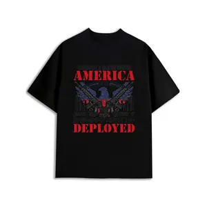 American Pride Deployed T-Shirt Men Christianity t-shirt black 180G 100% Cotton All-season fitness top, stylish athletic look, durable activewear Weekend casual wear religious prints church costumes Father's Day gift