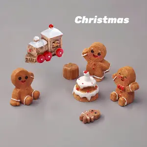 6pcs Christmas Gingerbread Man DIY Scene Accessories, Perfect for Festive Desktop Decorations, Add Fun Any Space Random Combination