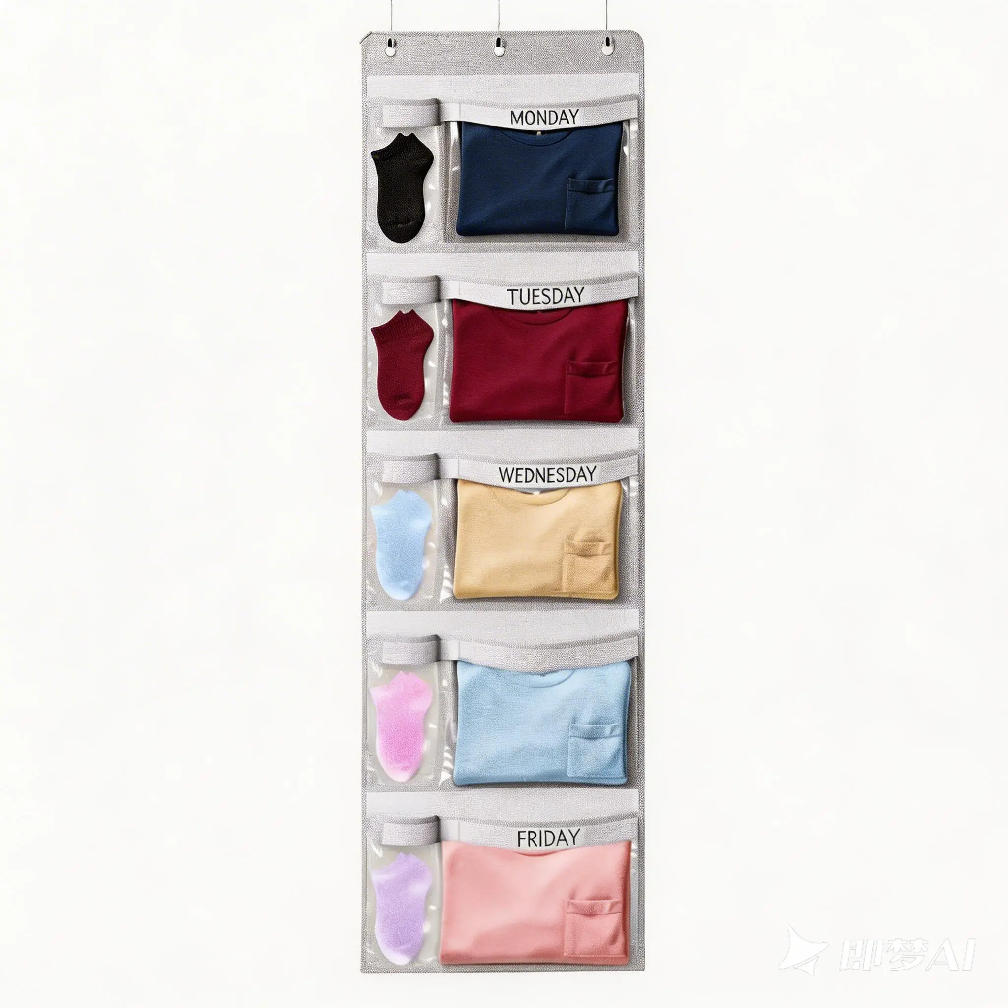 Weekly Kids’ Clothing Organizer — Day-of-the-Week Hanging Closet Organizer for School Uniforms, easy-to-use wardrobe storage with labels from Monday to Friday, vanity bathroom organizer
