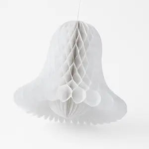 Elegant Honeycomb Wedding Bell Decorations, White, 9-Inch, Set of 2