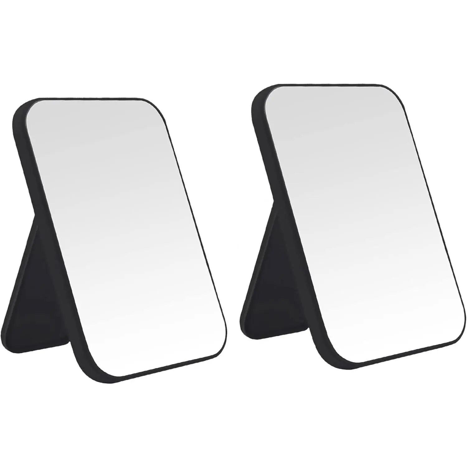 2Pcs Desktop Makeup Mirror, 8-Inch Portable Princess Mirror,Table Desk Wall Hanging Dual-Purpose Square Mirror Black