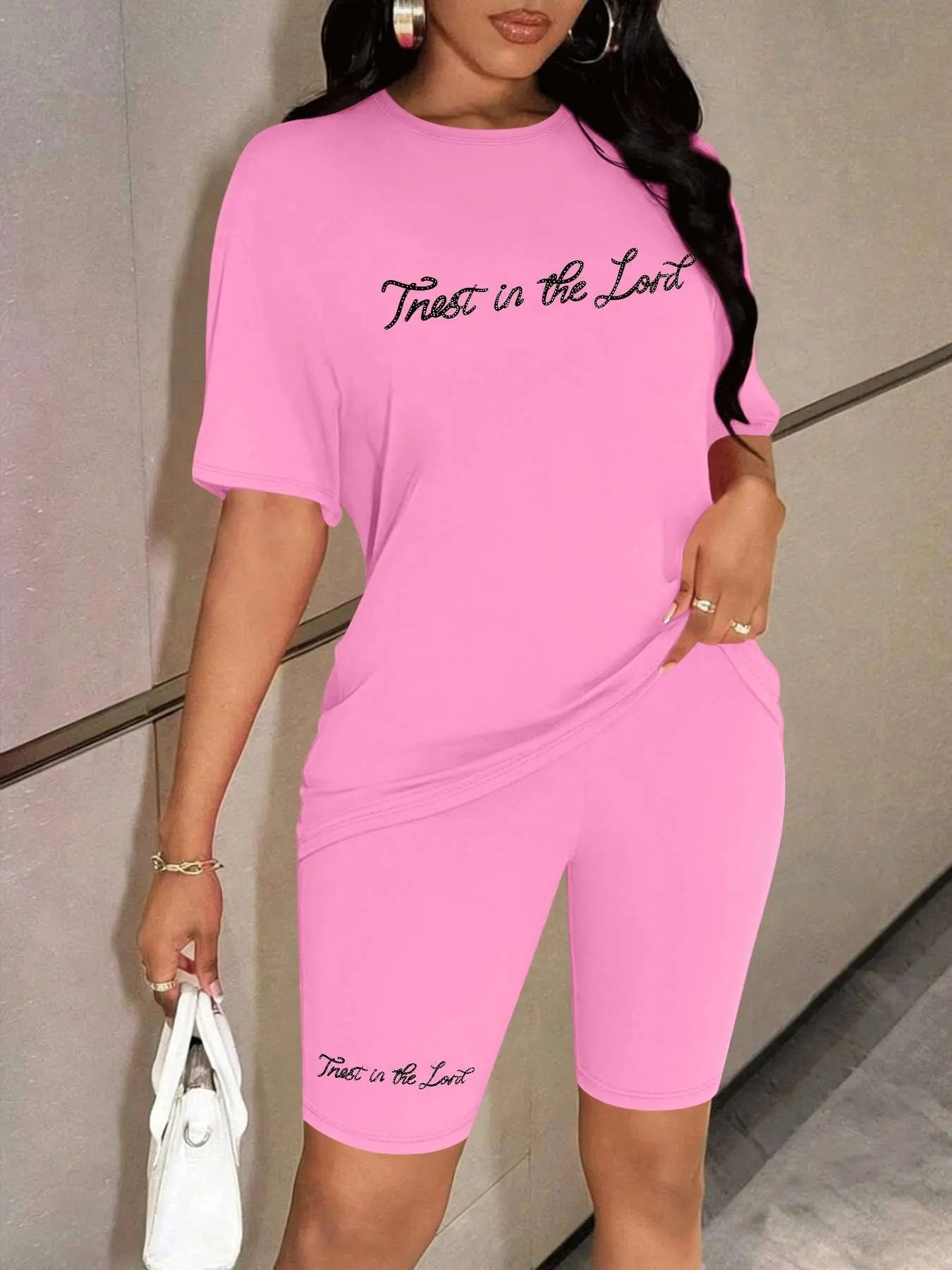 Personalized print pattern Women's Summer Casual 2-Piece Leisure Sports Set, Stylish Print Comfortable for Daily Wear, Trendy Ladies Fashion Must-Have