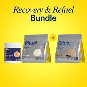 Ritual's Recovery and Refuel Duo | Magnesium+ Drink Mix Supplement and Essential Protein Daily Shake 18+ Vegan Protein Powder 20g (Chocolate OR Vanilla) Edible Dietary