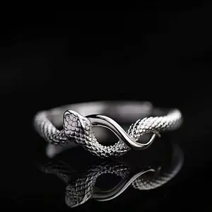 Silver Open Adjustable Coiled Small Snake Ring, Gothic Women's Index Finger Jewelry, Bold Yet Elegant Accessory, Complements Casual and Statement Looks, Boosts Confidence and Style, A Thoughtful Gift