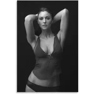 Actress Monica_Bellucci Black and White Art Poster
