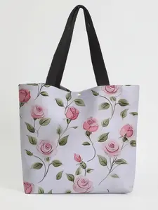 Floral Pattern Casual Storage Bag, Night Scene, Fashionable and Trendy, Multi Functional Bag, Suitable for Daily Shopping, Office Use, All Seasons