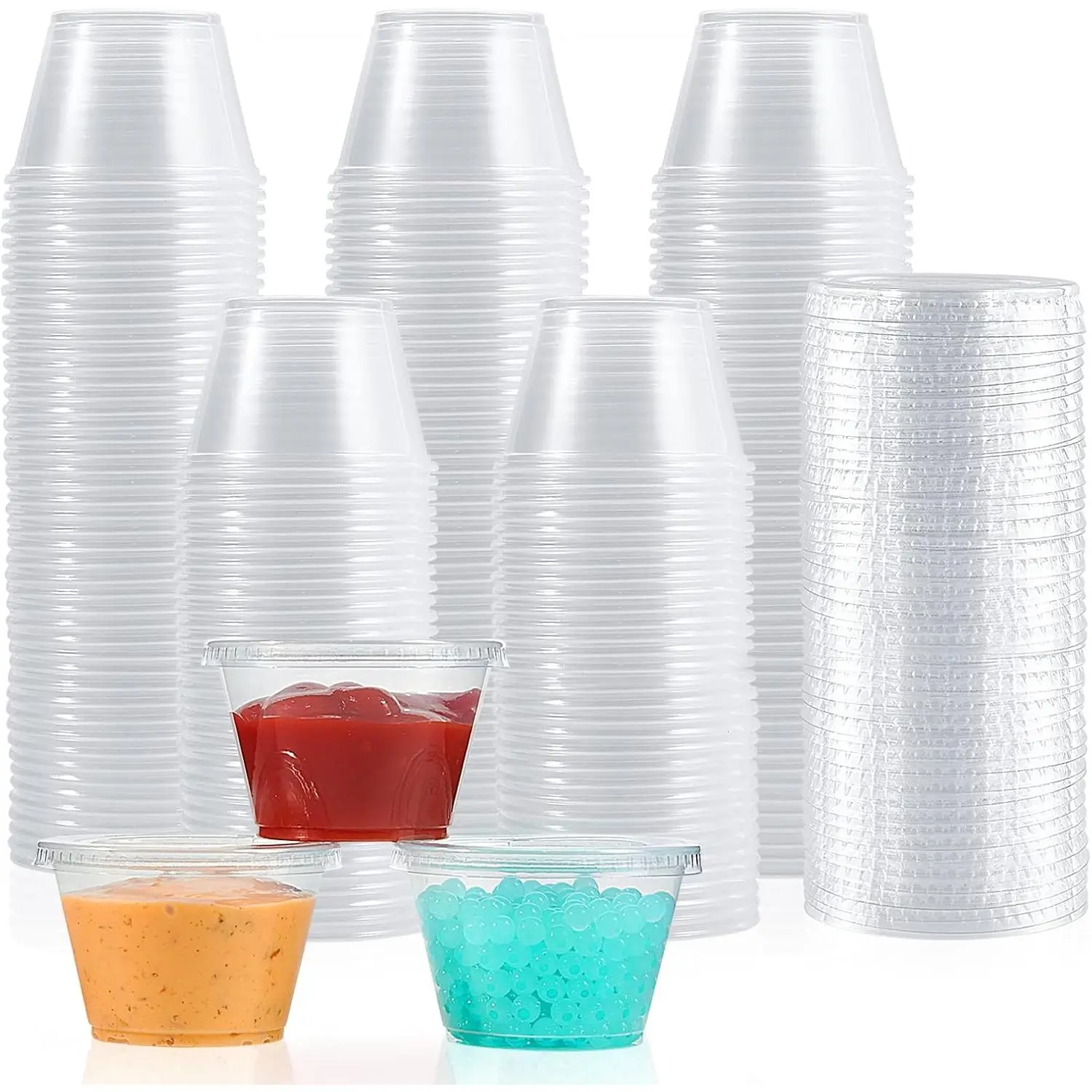 [360 Sets - 4 oz] Plastic Portion Cups with Lids, 4 oz Plastic Sauce Cups,Jelly Shot Cups, Disposable Condiment Containers for  Sample