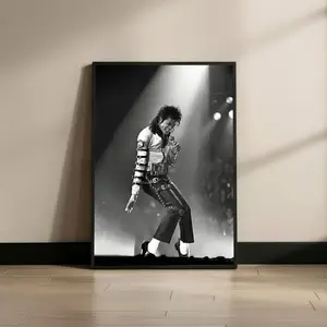 [Unframe] [Free ship] Michael Jackson Wall Art Print, Black and White Concert Poster, King of Pop Music Decor for Living Room Home Bar Office