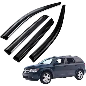 Tape on Wind Noise Reduction Rain Guards for 2008-2017 Dodge Journey, 4-Piece Side Window Visors, UV Resistant & Weatherproof, No Drill Installation