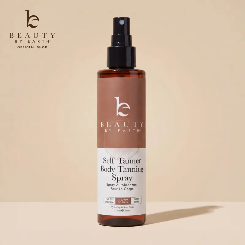Beauty by Earth Self Tanner Body Spray - Clear Tanning Streak-Free Spray Tan Skin Loving Clean Ingredients with Sugar DHA for a Natural Looking Bronzed Glow USA Made Cruelty Free Sensitive Skin
