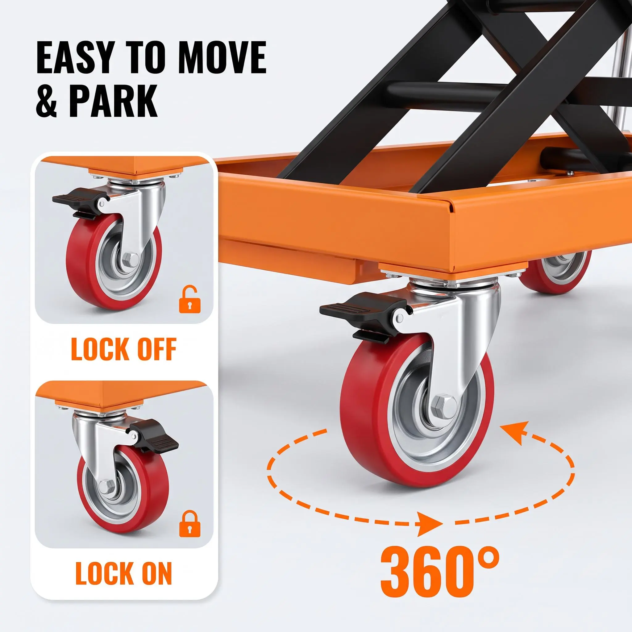 【Garvee】1100lbs Hydraulic Lift Table Cartwith  500lbs, and 330lbs Capacities, Manual Double Scissor Lift Table with Foot Pedal Pump, 50" Max Lifting Height, Locking Casters and Non-Slip Platform for Warehouse, Workshop & Garage,toolupgrade