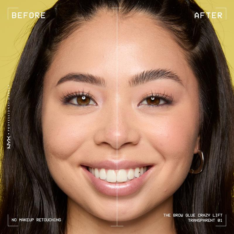 The Brow Glue Crazy Lift, Brow Lamination Gel with 16HR Strong Hold & Built-In Styling Comb, NYX Professional Makeup