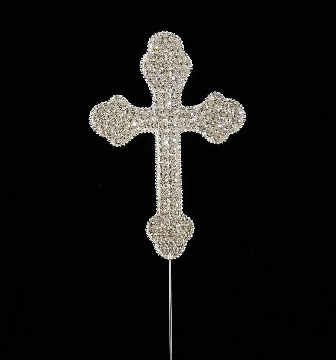 Tian Sweet 33014-LCR Cross Rhinestone Cake Topper - Silver