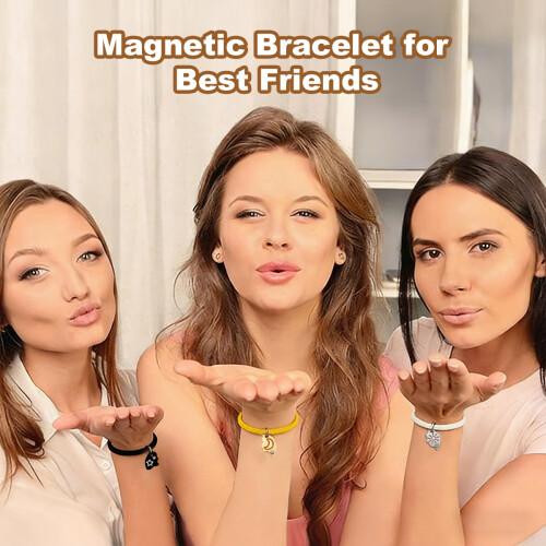 3-Pcs Sun, Moon, Star Magnetic Bracelet, BFF Puzzle Design Jewelry with Sequin Details, Ideal Friendship Gift for Sister & Best Friends, Graduation Back to School Gift