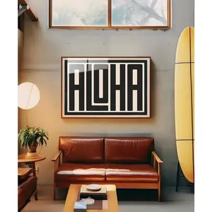 [UNFRAMED POSTER] Aloha Typography Art Print Black, Coastal Wall Art, Beach Decor, Tropical Poster, Beach House, Surfer Art, Large Format Art, Hawaii Cali Decoration Gift Glossy Ornaments_1