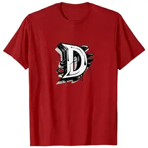 Red Letter "D" Monogram Print Casual Initial T-Shirt Sweatshirt Menswear
