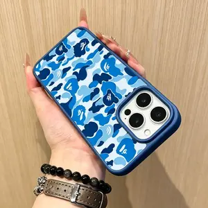 Magnetic Blue Camo Phone Case for iPhone 17 16 Pro Max 15 Plus 14 13 12 11 XS - 1800G Strong MagSafe, Silicone Lightweight Shockproof Camo Edge Cover