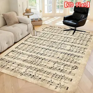 2D flat best-selling Christmas carol sheet music. Washable indoor/outdoor soft and comfortable mat, suitable for living room, bedroom, hallway