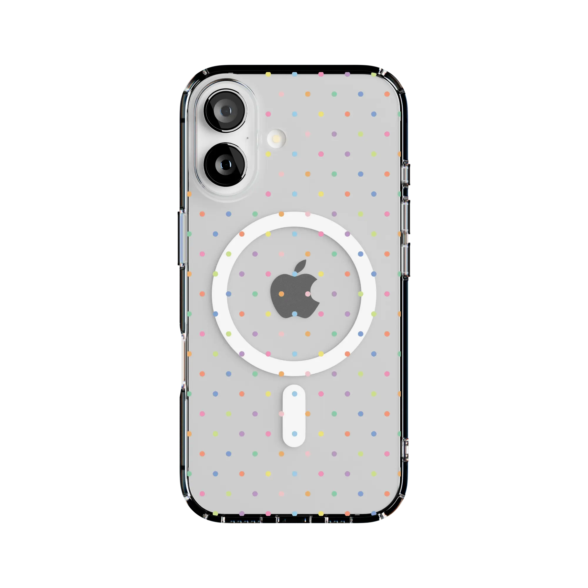 Casely iPhone 16 Case | On the Dot | Rainbow Polka Dot | Clear Classic Ultra-Thin Design | Compatible with MagSafe