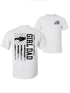 Proud Dad Girl Graphic Fitted Casual Man Round Neck T-Shirt, Daughter Gift for Father's Day, Perfect Dad Shirt, Unique Father's Day Top, 100% Comfortable Fabric