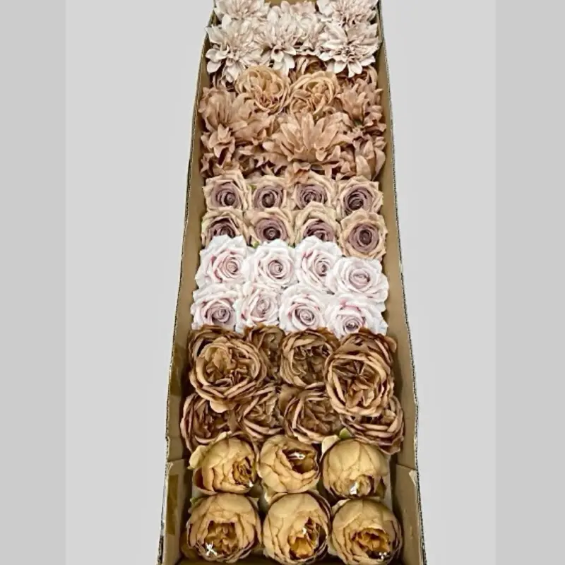 60/70 PCS Mixed Artificial Flower Heads (GC1), No Stems, for DIY Wedding Bouquets, Centerpieces & Event Decor
