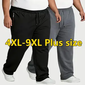 New plus-size men’s quick-dry jogging pants—breathable casual trousers with drawstring and pockets, featuring a loose fit. Loungewear sports pants suitable for home, sleep, and relaxation; comfortable bottoms.