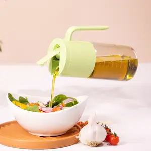 Zuutii Olive Oil Dispenser Bottle 18.6oz – Auto Flip Glass Vinegar Bottle with No-Drip Spout for Kitchen Cooking, Oil and Sauce Dispenser, Light Cream