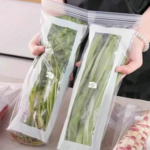 Thickened Long Moisture-Proof Plastic Food Storage Bags, Reusable Sealed Freezer Bags, Transparent Fridge Organizer for Vegetables, Onions, Cucumbers, Pasta
