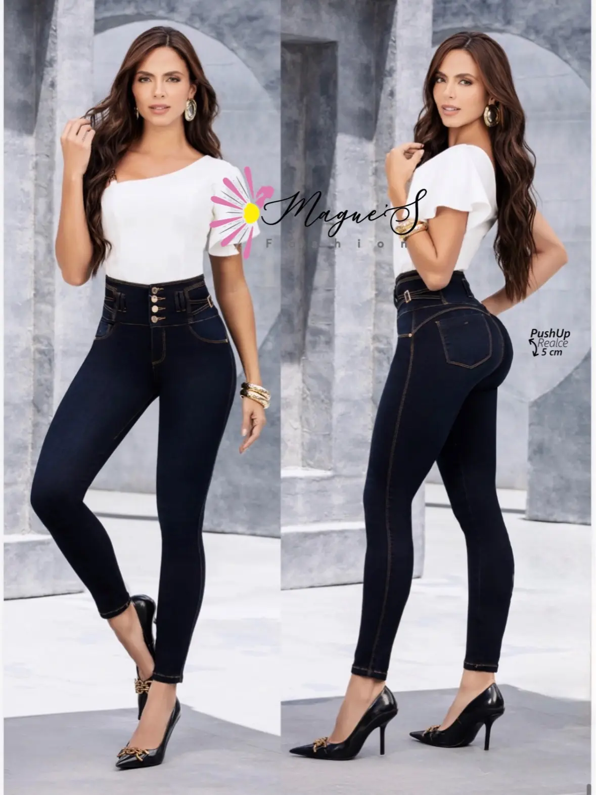 J134-1561-Push Up Colombian Jean High Waist Skinny Fit Stretchy Denim Pants for Women - Comfortable and Stylish