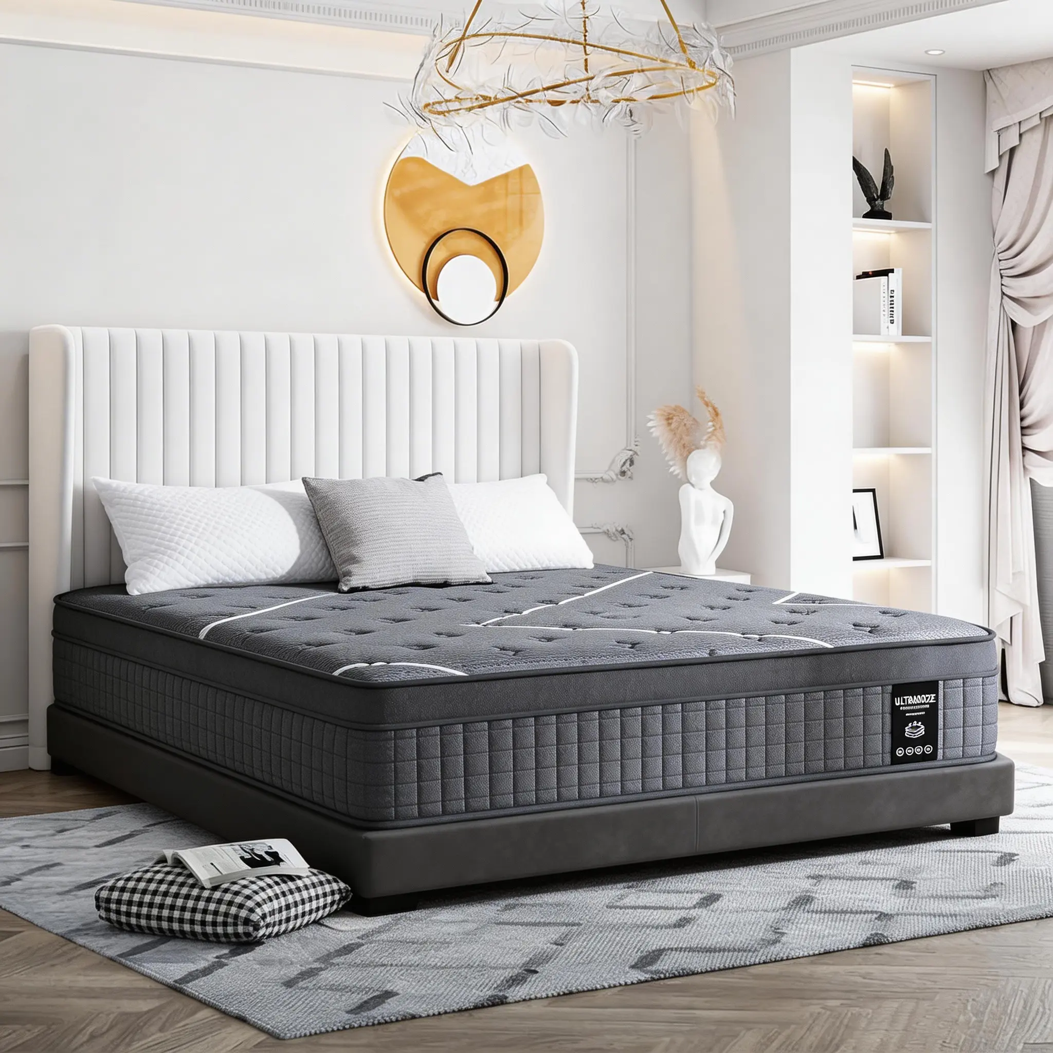 ULTRASNOOZE Queen Mattress 8/10/12/14 Inch Twin, Full, Queen, King Mattress Memory Foam And Spring,Hybrid MattressMedium Firmness, Lumbar Support, For Home Rooms Hotels, Boxed Halloween ChristmasGift Furniture Ergonomic queen size mattress Interior Modern