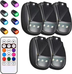 5PCS Solar Powered Truck Cab Lights | No Drill, Waterproof, Vibration Activated 8 Color LED Roof Lights