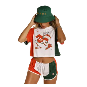 Miami Hurricanes Women's Orange Sebastian U Graphic Crop Tank Top - Casual Short Streetwear Top, Lady's Clothes with Matching Hat Compatibility, Stylish Everyday Wear