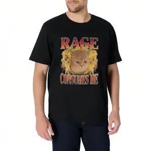Angry Cat Fire Shirt  Rage Consumes Me Chaotic Tee  Ironic Cat Meme  Sarcastic Gothic Tee  Grumpy Cat Graphic Tee  Edgy Cat Lover Gift Menswear