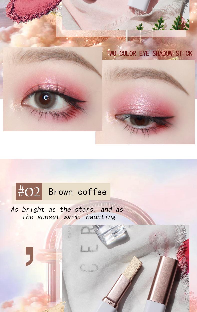 6pcs/set Pearlescent Two-color Eyeshadow Stick - Pearlescent Polarized Design, Waterproof and Smudge-proof, Smooth Application, Long-lasting Smoky Eyeshadow Pen, Suitable for Daily and Party Looks, Glitter Shimmer Eyeshadow