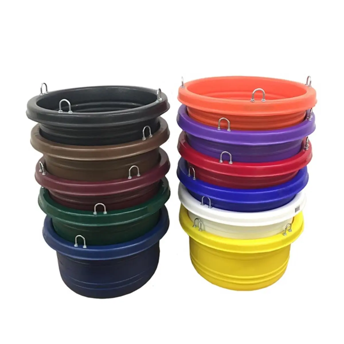Horsemens Pride 1157-YE Large 30 Qt. Yellow Equestrian Feed Tub - Highest Quality, Lowest Prices, #1158 Large Feed Ring Compatible, U-Bolt Mount, Equine Sports & Outdoor Leisure Equipment