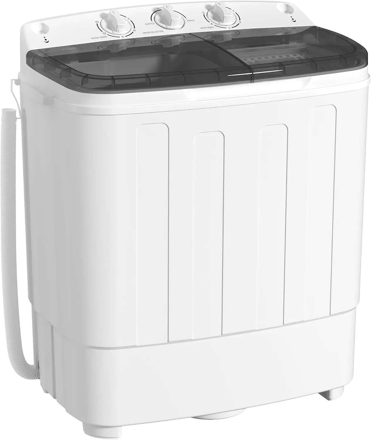 Portable Washing Machine, 25lbs Compact Portable Washer and Dryer Combo with Timer Knobs, Twin Tub Mini Laundry Washer for Apartments, Dorm, Rv, Camping, Gray