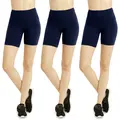 Women's 3-Pack Breathable Cotton Short Leggings - 5" Modest Cover, Wide Waistband Smooths Tummy, Biker-Style Cut Adds Athleisure Edge, High-Waisted, No See-Through, Tummy Control Activewear for Workout, Cycling